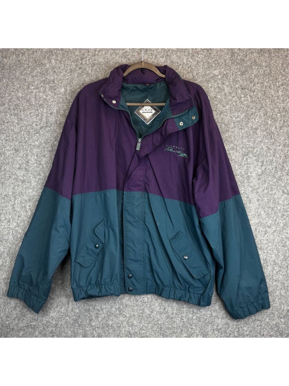 Plymouth Power Mens XL Jacket Vintage 90s Purple Teal Colorblock Gear For Sports